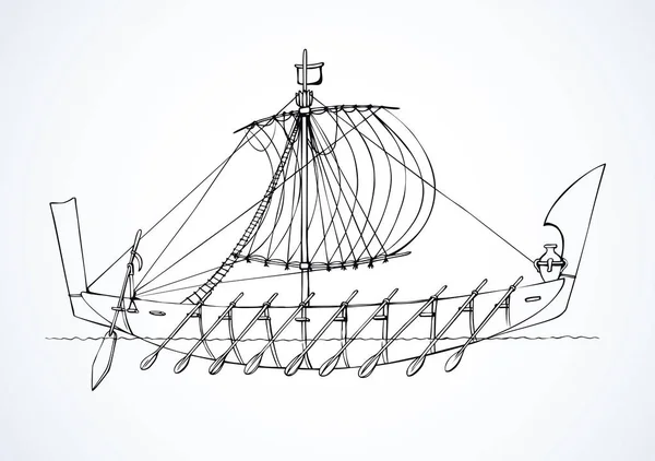 Illustration vectorielle. Bateau phénicien ancien — Image vectorielle