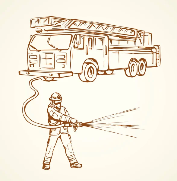 Camion d'incendie. Dessin vectoriel — Image vectorielle