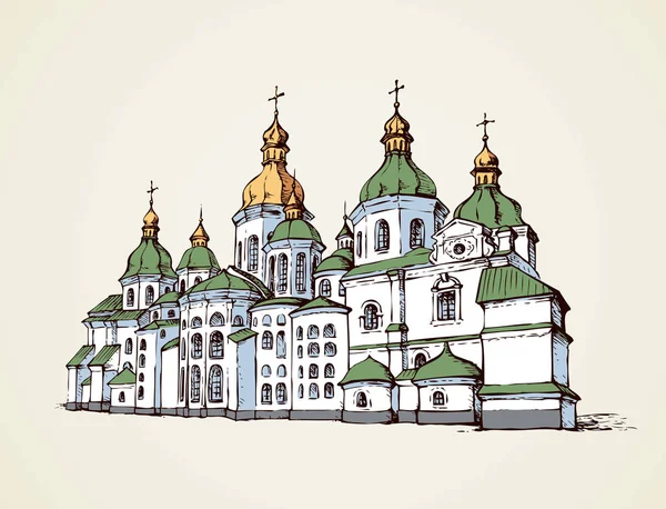 矢量圣索菲亚大教堂在基辅，乌克兰 — 图库矢量图片