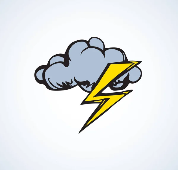 Cloud with lightning. Vector illustration — Stock Vector