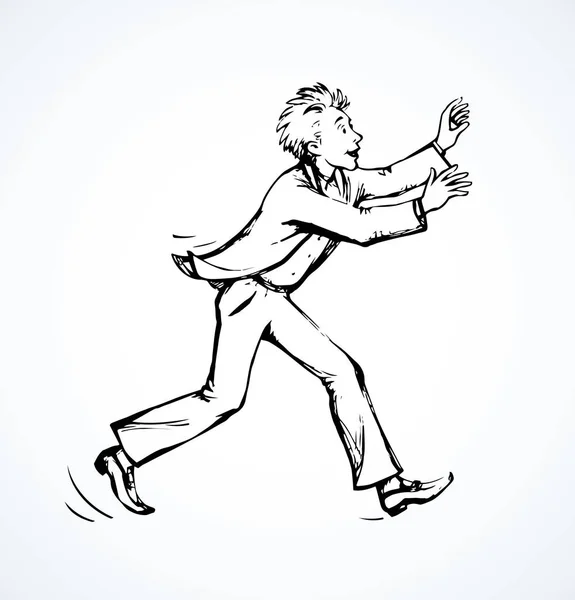 The man runs away. Vector drawing — Stock Vector