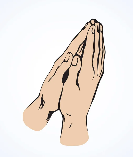 Mãos a rezar. Desenho vetorial — Vetor de Stock