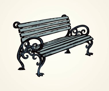 Park bankında. Vektör çizim