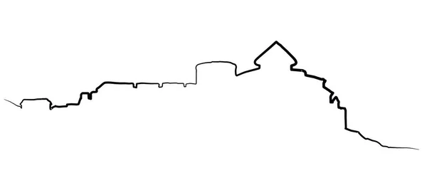 Oude stad op rots. Vector tekening — Stockvector