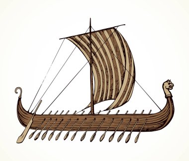 Eski Viking gemisi. Vektör çizim