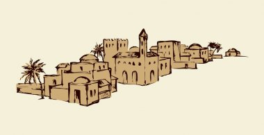 Old eastern city. Vector drawing clipart