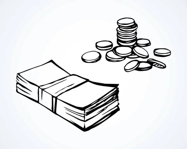 Münzen. Vektorzeichnung — Stockvektor