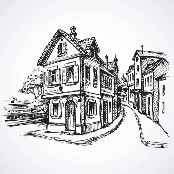 Стара вулиця. Векторний малюнок — стоковий вектор