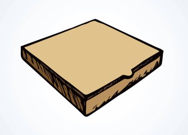 Karton pizza ambalajı. Vektör çizimi