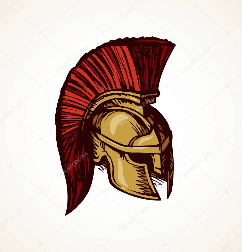 Spartan helmet. Vector drawing