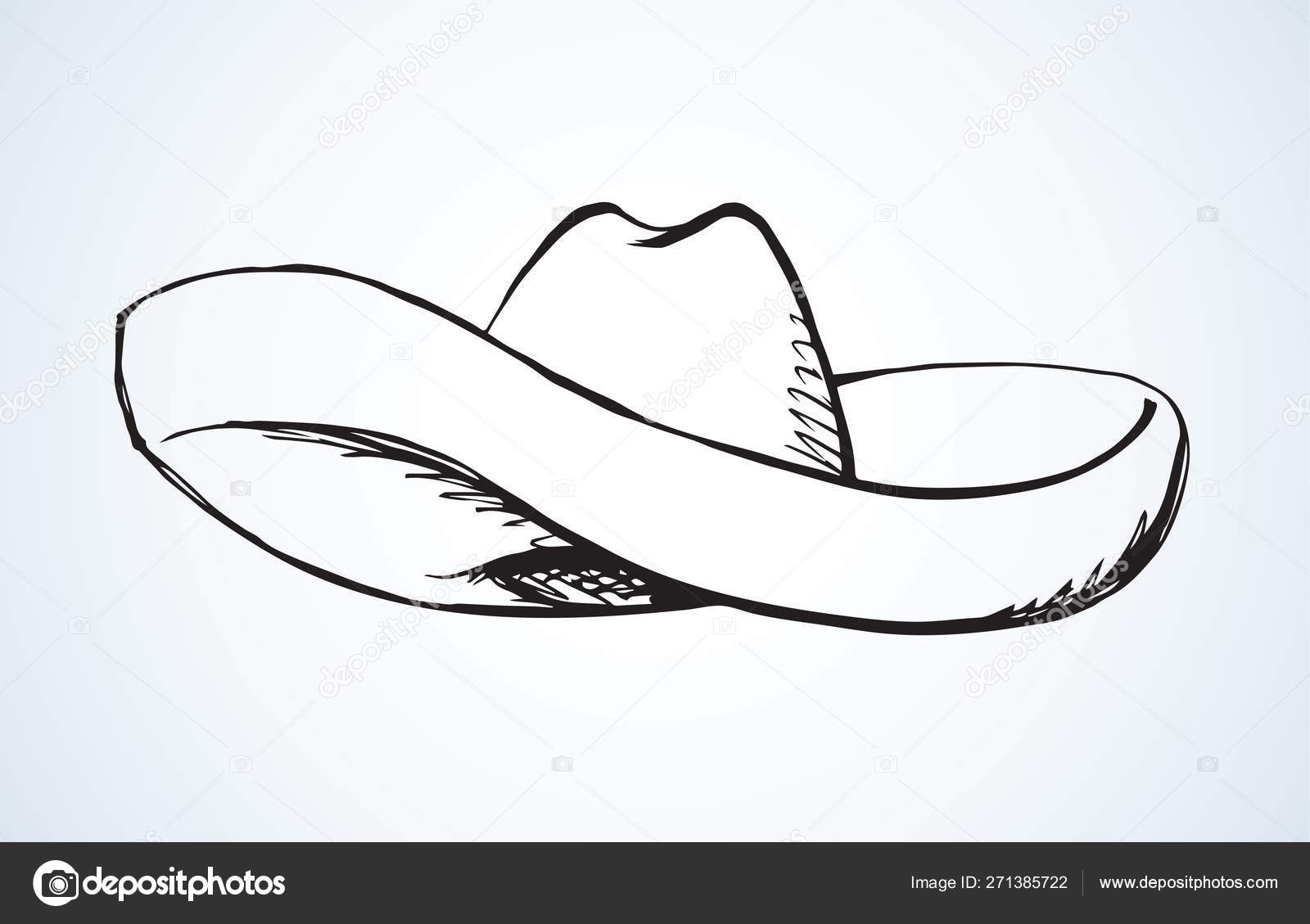 Mexican Sombrero Hat Vector Drawing Vector Image By C Marinka Vector Stock