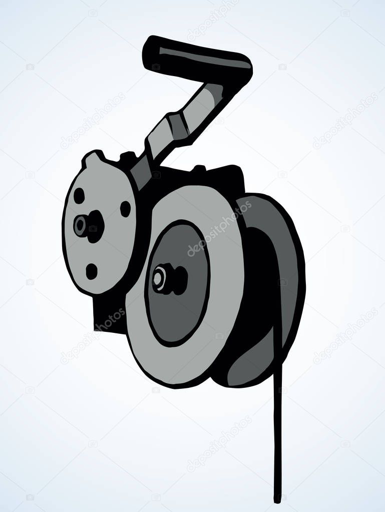 Winch for lifting loads. Vector drawing