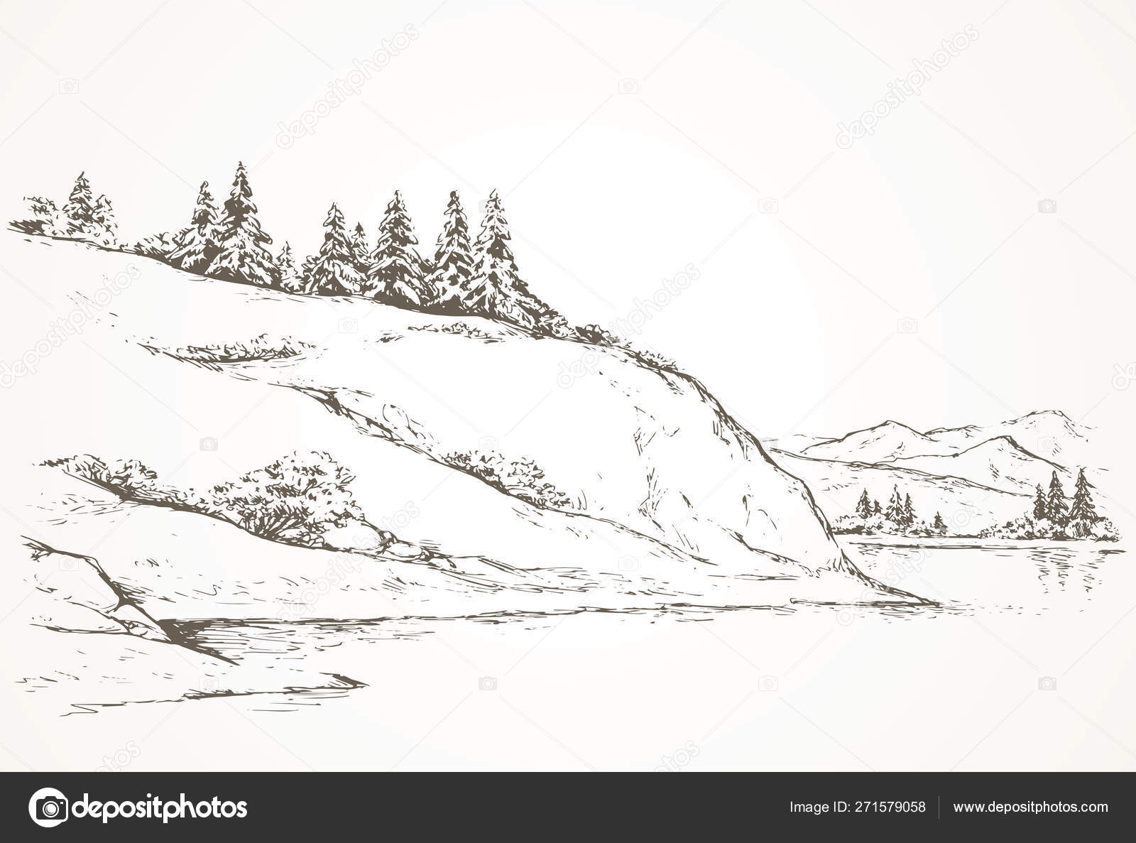 Three Hand drawing mountain hill plateau sketch on white background  9010660 Vector Art at Vecteezy