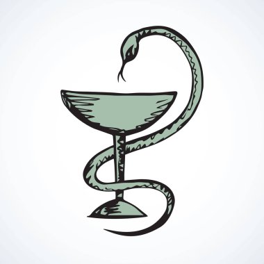 Kase üzerinde yılan. Vektör çizim