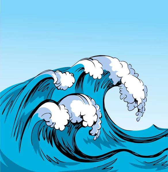水の波。ベクトル線描画 — ストックベクタ
