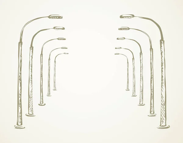 Moderne straat lantaarn. Schets — Stockvector