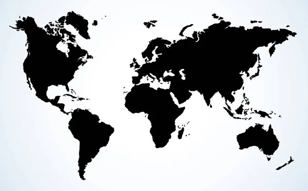 世界地图。大陆与国家的轮廓。向量 — 图库矢量图片
