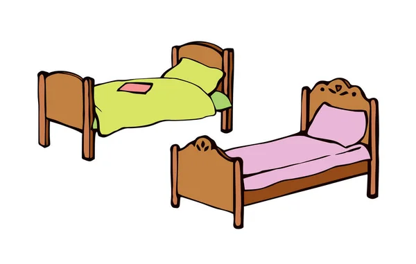 La cama. Dibujo vectorial — Vector de stock