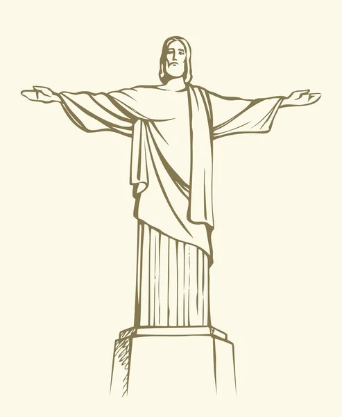 Cristo Redentor, Rio de Janeiro, Brasil. Esboço vetorial —  Vetores de Stock