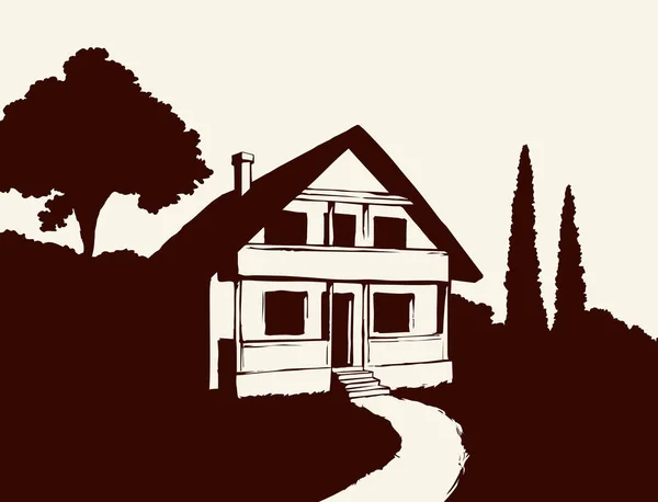 Vector tekening. Huis — Stockvector