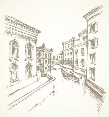 Venedik. Vektör cityscape
