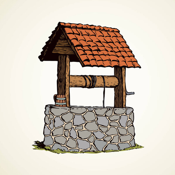 Ancient well. Vector drawing