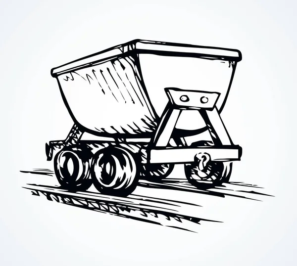 O carrinho do mineiro de ferro. Desenho vetorial — Vetor de Stock