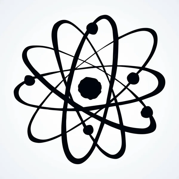 Atom. Wektor ikona rysunku znak — Wektor stockowy