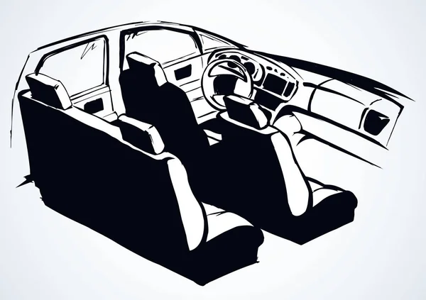 Intérieur de la voiture. Dessin vectoriel — Image vectorielle