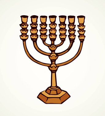 Yedi Kollu Şamdan. Vektör çizim