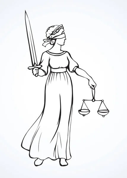 Igazságszolgáltatás jelképe. Vektoros rajz — Stock Vector