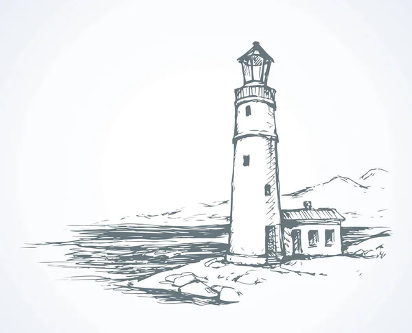 Lighthouse. Vector drawing — Stock Vector