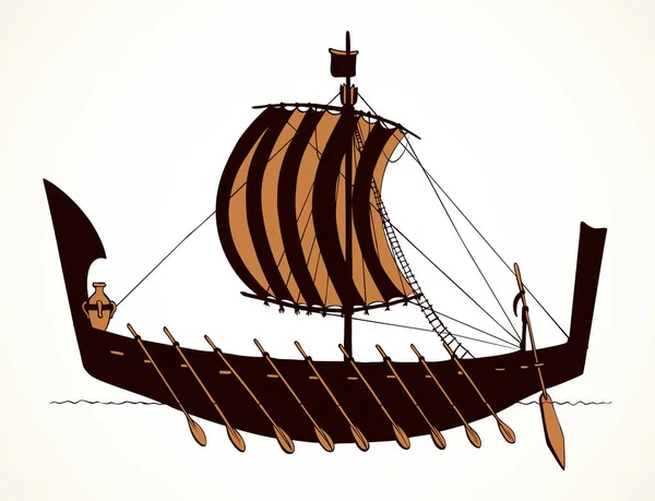 Ilustração vetorial. Navio fenício antigo — Vetor de Stock