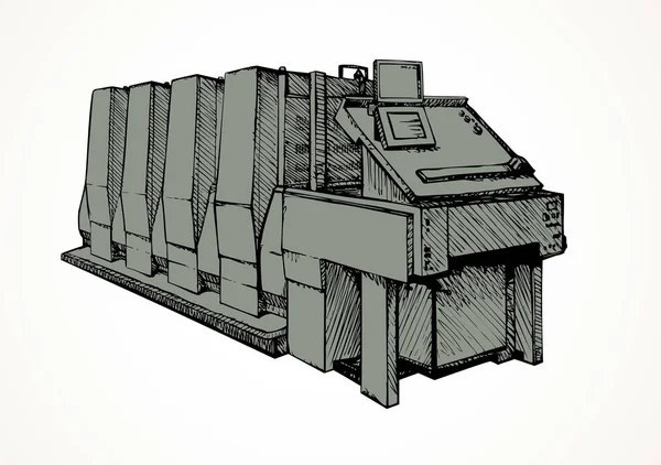 Prensa de impresión moderna. Boceto vectorial — Archivo Imágenes Vectoriales