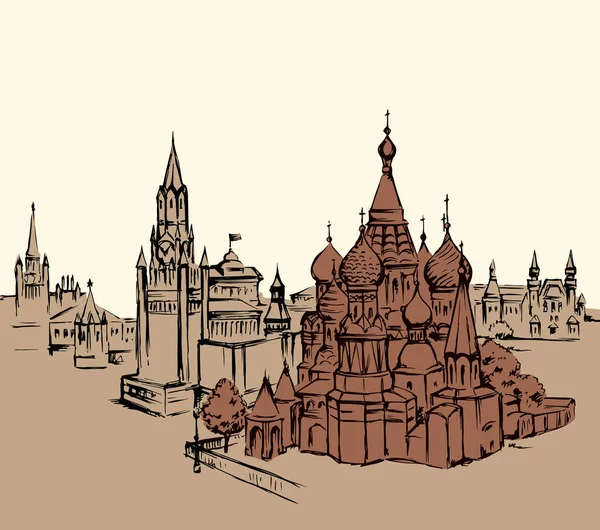 Place Rouge, Moscou. Dessin vectoriel — Image vectorielle