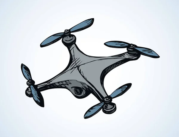 Drone en vuelo. Dibujo vectorial — Vector de stock