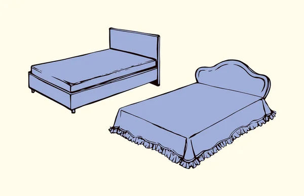 La cama. Dibujo vectorial — Archivo Imágenes Vectoriales