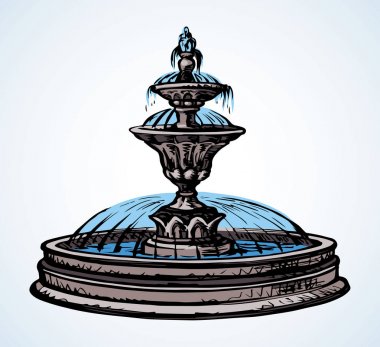 Eski yuvarlak çeşme. Vektör çizimi