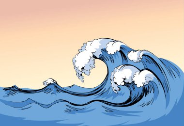 Su dalgası. Vektör çizgisi çizilir