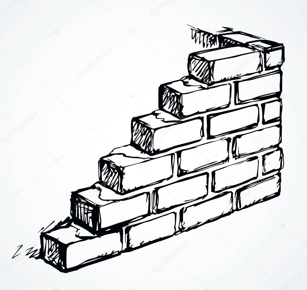 New cute simple house airbrick diy on light backdrop. Freehand outline black ink hand drawn design concept object emblem sketchy in vintage art doodle style pen on paper space for text. Closeup view