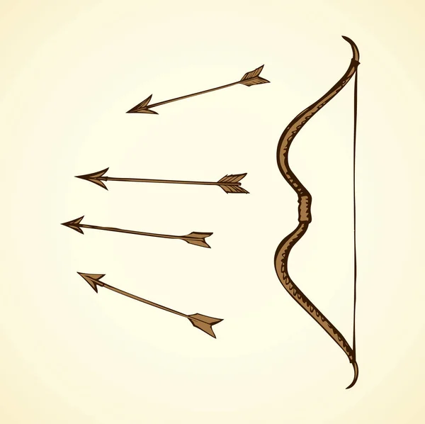 Arco flechas. Desenho vetorial — Vetor de Stock
