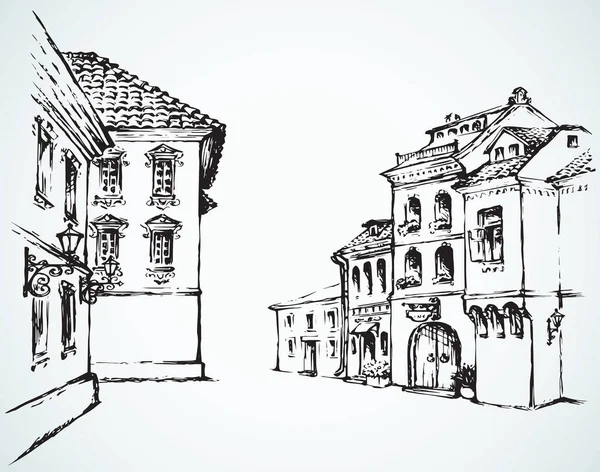 Старая улица. Векторный рисунок — стоковый вектор