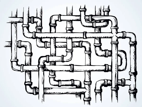Tubos de fontanería. símbolo de dibujo vectorial — Archivo Imágenes Vectoriales