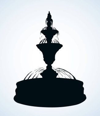 Old round fountain. Vector drawing clipart