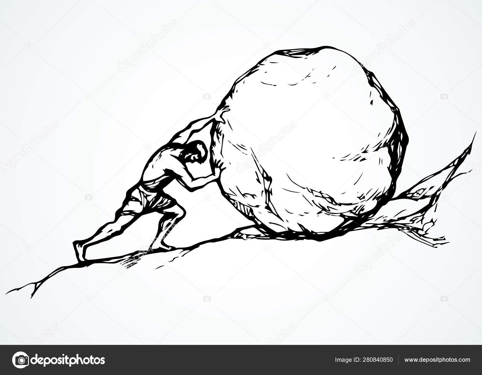 Сизифов труд карикатура. Катит камень в гору мем. Катит камень в гору мем. Катит камень в гору мем. Человек катит камень.