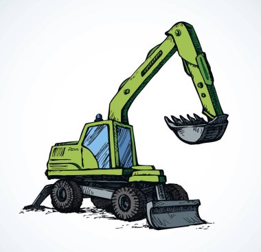 Excavator drawing isolated on white background clipart