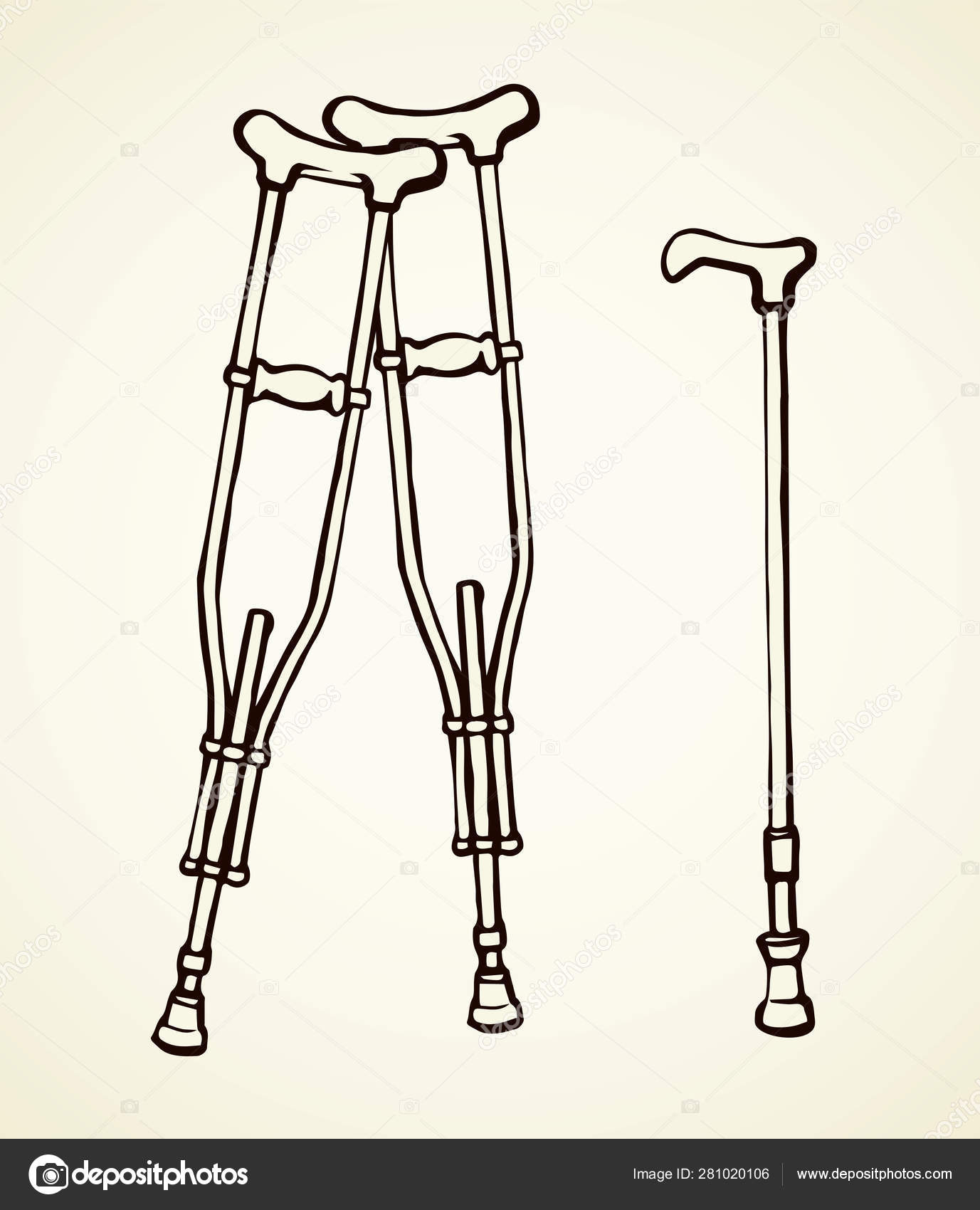 Set of orthopedic walking sticks on white Vector Image