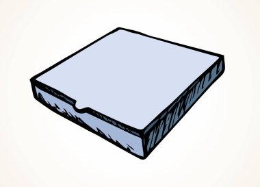 Karton pizza ambalajı. Vektör çizimi