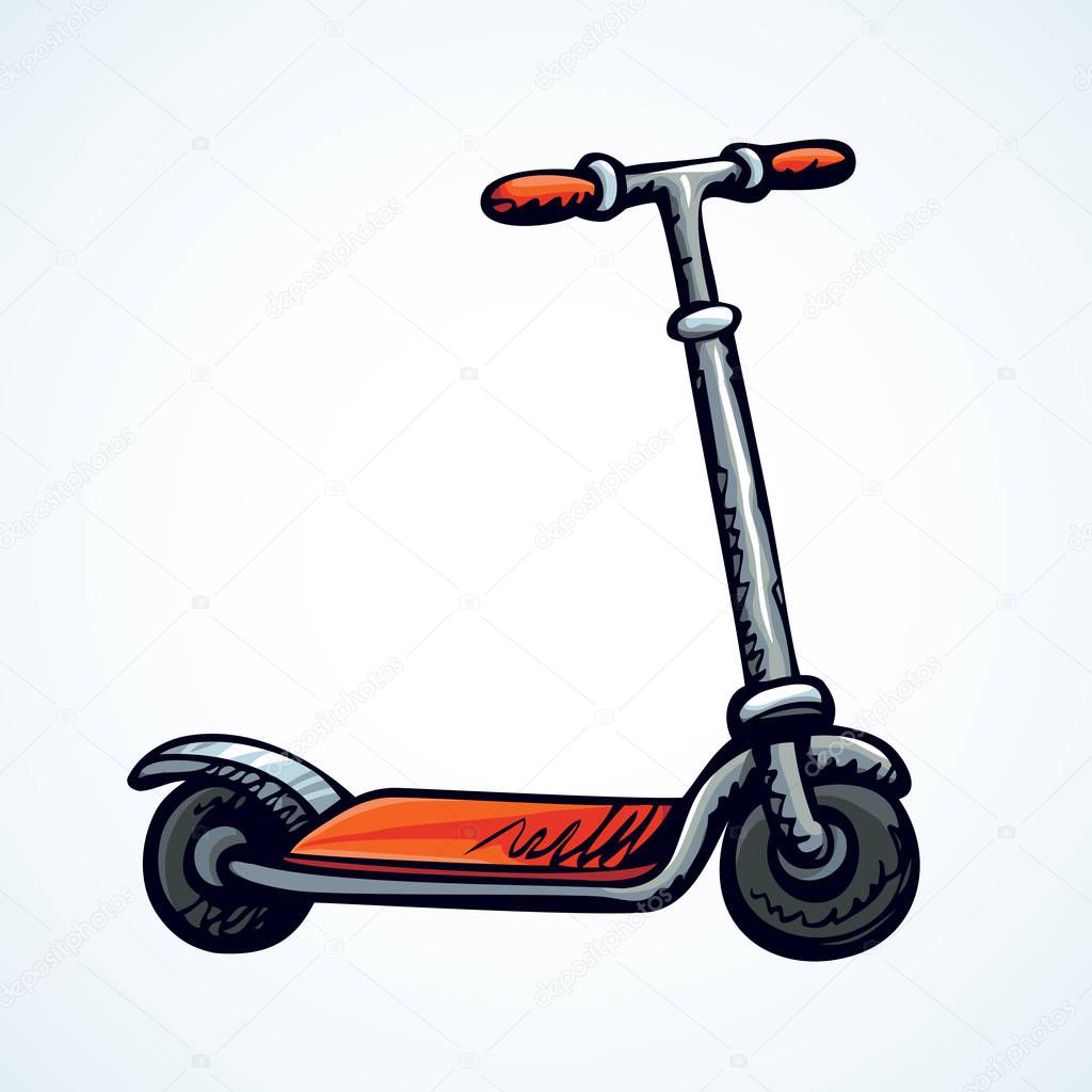Kick scooter. Vector drawing