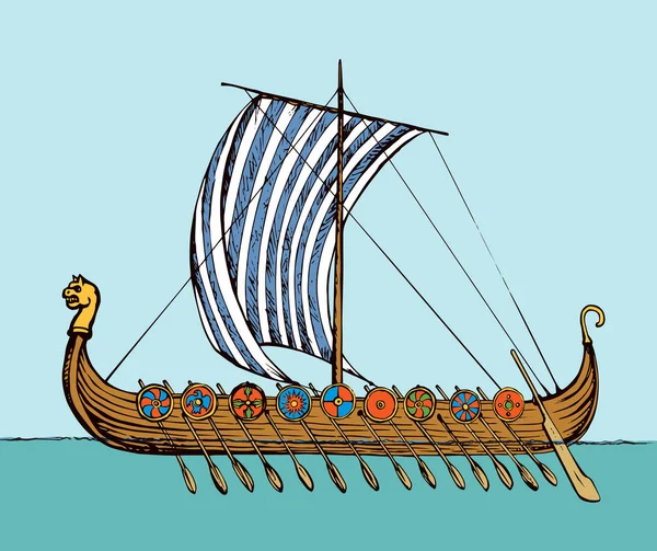 Стародавні корабель вікінгів. Векторний малюнок — стоковий вектор